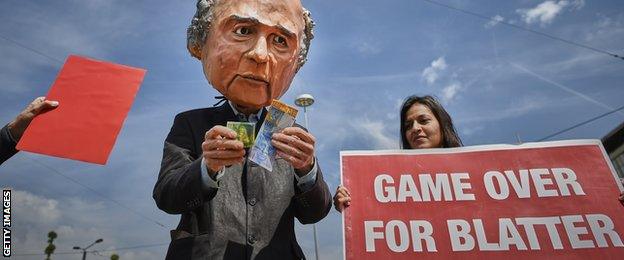 Protesters outside Fifa Congress