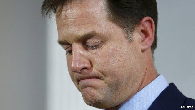 Nick Clegg announcing his resignation as Lib Dem leader after the election