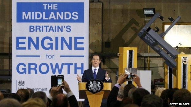 Britain"s Chancellor of the Exchequer George Osborne speaks during a visit to Garrandale Ltd