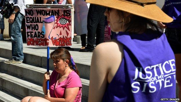 Women protesting domestic violence