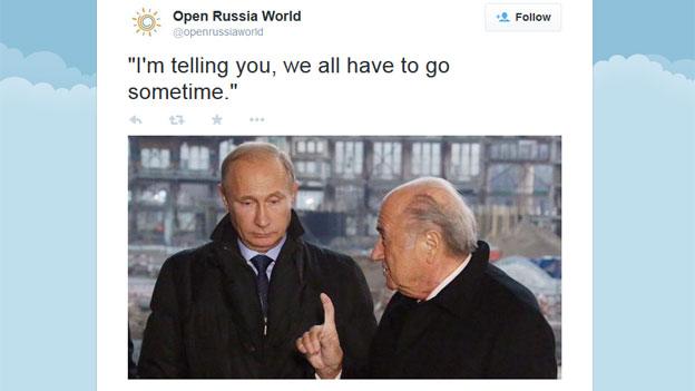 Twitter posting featuring Sepp Blatter and Vladimir Putin