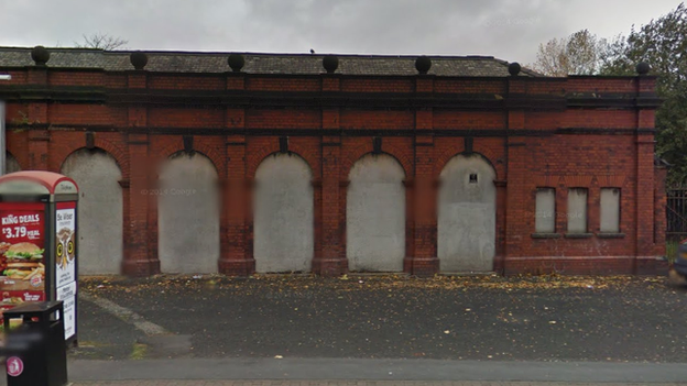 Bricked up turnstiles to Manchester Racecourse