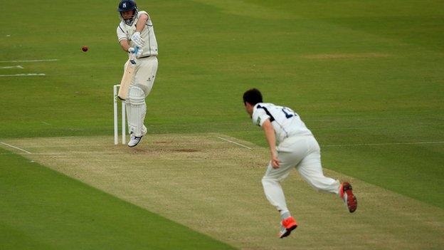 Toby Roland-Jones troubled all the Warwickshire top order batsmen at Lord's