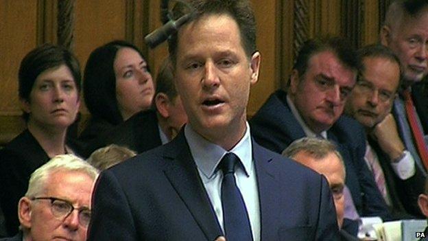 Nick Clegg speaking in Parliament