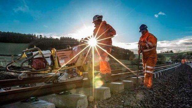 Borders Railway track laying