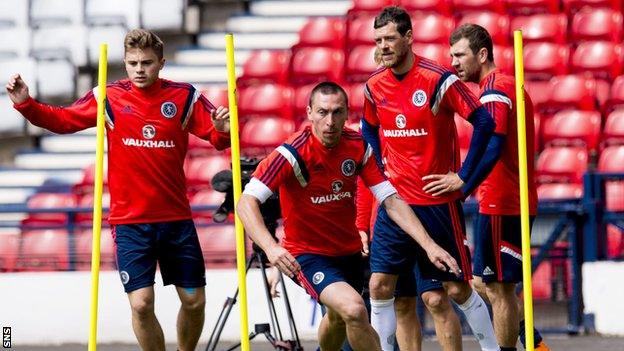 Scotland players prepare to face Qatar at the end of their respective domestic seasons