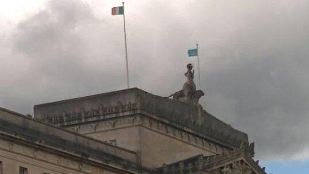 Tricolour flown above Stormont