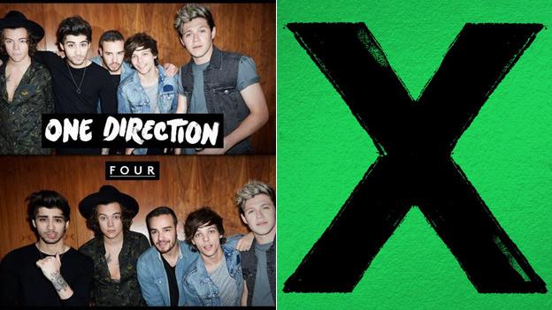 One Direction Four and Ed Sheeran X album covers