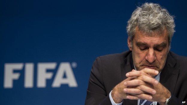 Walter De Gregorio, Fifa Director of Communications, addresses the media during a press conference