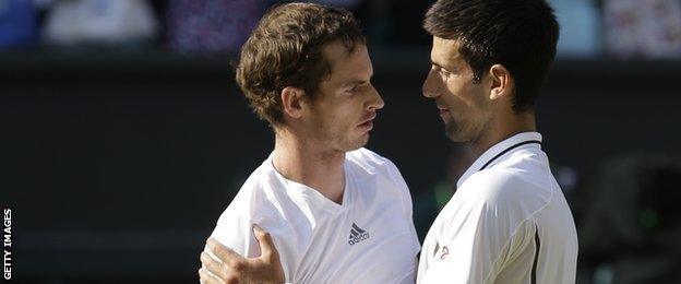 Novak Djokovic congratulates Andy Murray on his Wimbledon 2013 triumph