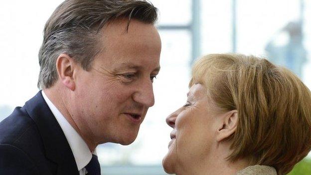 Angela Merkel and David Cameron on 29 May 2015, at the Chancellery in Berlin