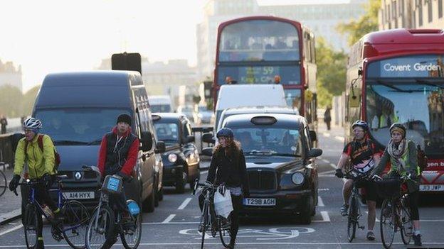 Cyclists near Waterloo Station