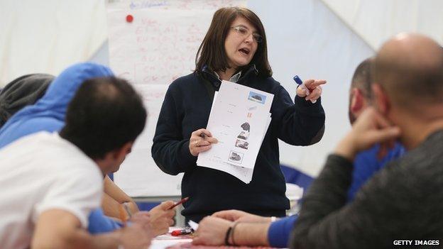 German language class for migrants in Berlin, file pic