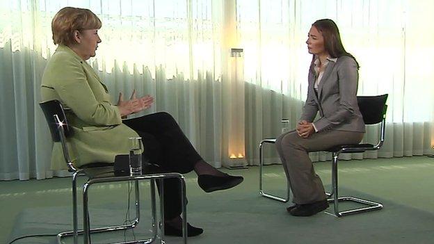 Chancellor Merkel speaks to BBC's Katya Adler