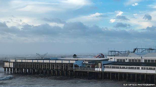 Clacton Pier's helter-skelter hit by storm