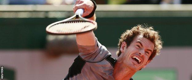 Andy Murray on serve at the French Open