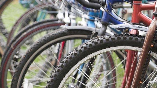 Bikes lined up