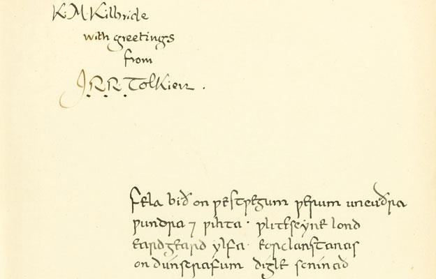 JRR Tolkien inscription