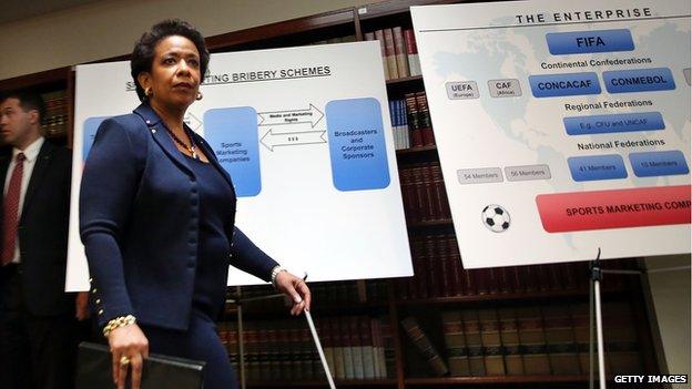 Loretta E Lynch announces charges against FIFA executives