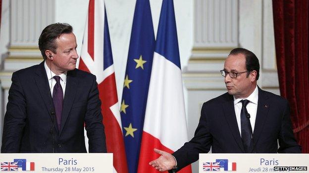 David Cameron and Francois Hollande in Paris on 28 May 2015