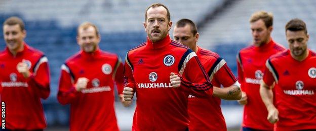 Charlie Adam training with the Scotland squad