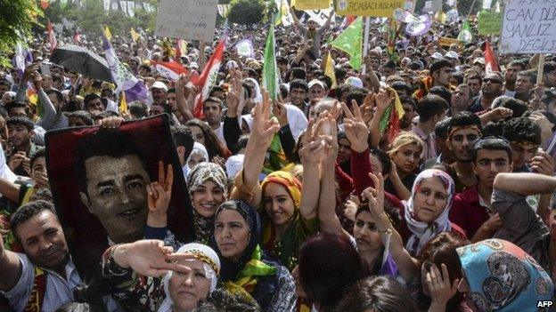 Election rally of the leader of the pro-Kurdish Peoples" Democratic Party (HDP) Selahattin Demirtas