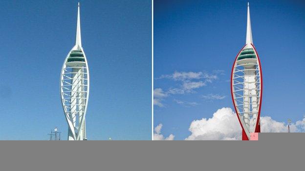 The Spinnaker Tower before and after