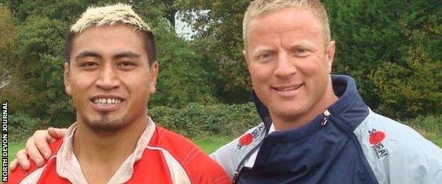 Jerry Collins with Barnstaple Development XV manager Jim Hudson