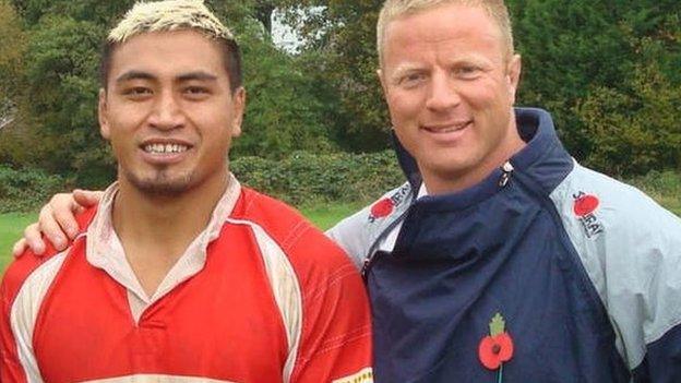 Jerry Collins with Barnstaple Development XV manager Jim Hudson