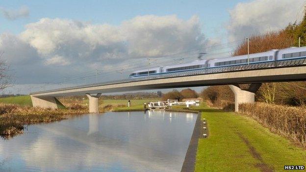 Artist's impression of what the HS2 line will look like