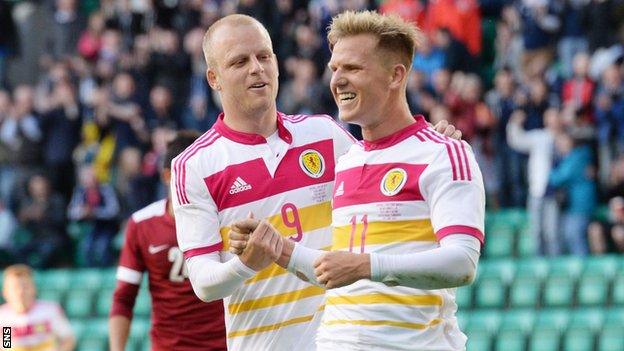 Steven Naismith and Matt Ritchie celebrate