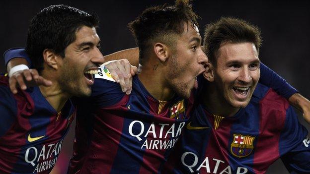 Luis Suarez, Neymar and Lionel Messi