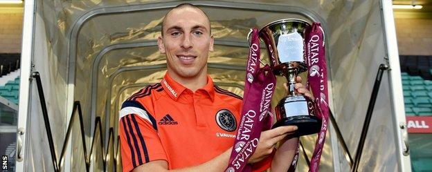 Scotland captain Scott Brown with the Qatar Airways Cup