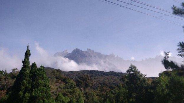 Mount Kinabalu is photographed hours after a magnitude 5.9 earthquake shook the area in Kundasang, Sabah on 5 June