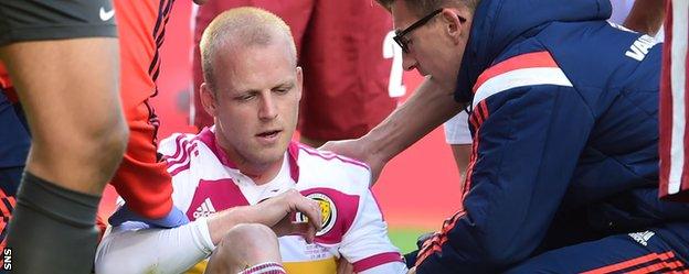 Scotland striker Steven Naismith sits injured