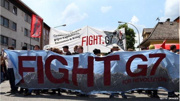 Anti-G7 protesters in Garmisch-Partenkirchen.