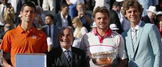 Novak Djokovic and Stan Wawrinka at French Open presentation