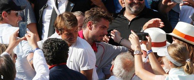 Stan Wawrinka in the stands at Roland Garros