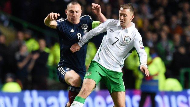 Scotland's Scott Brown (left) and Ireland's Aiden McGeady