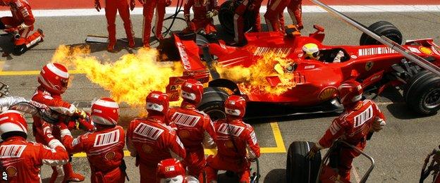 Felipe Massa Ferrari on fire