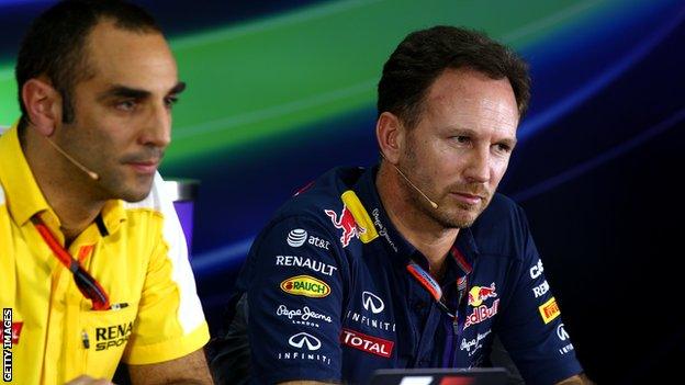 Red Bull team boss Christian Horner and Renault's Cyril Abiteboul