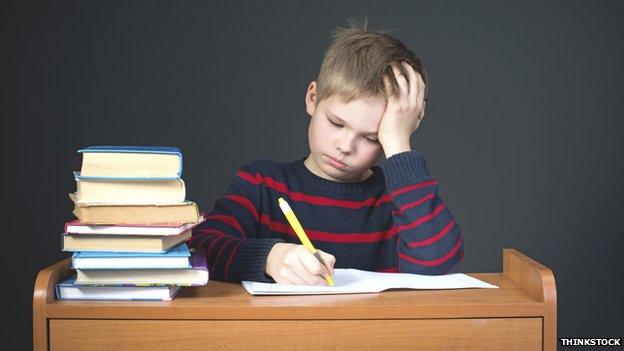 Boy doing homework