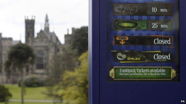 Sign showing that Smiler and Oblivion are closed at Alton Towers