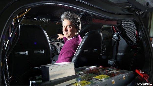 Hugo Spowers of Riversimple inside an early prototype of the firm's hydrogen car