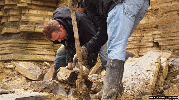 Nick and Rob Hanigan working at Lavernock beach