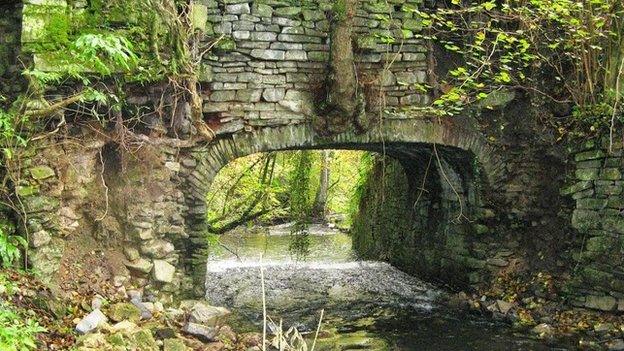 Old stone bridge over the river Lyd