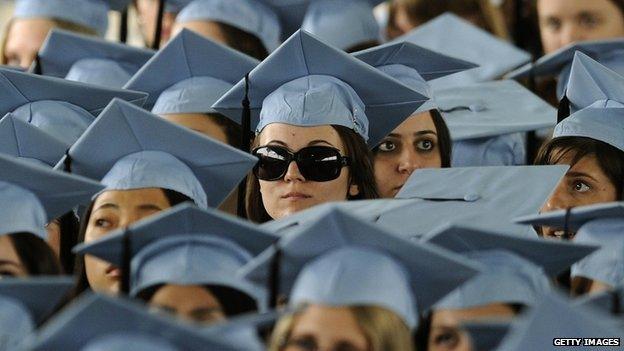 Graduates at Columbia University's 2012 commencement ceremonies.