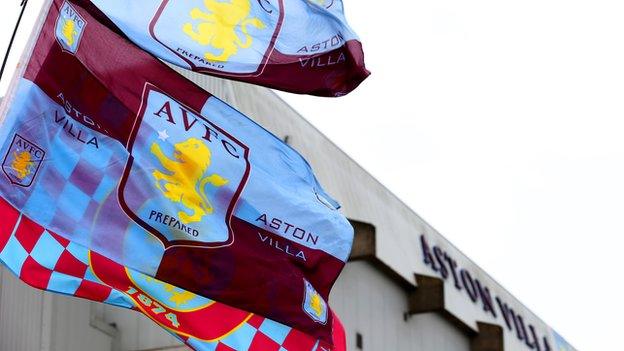 Aston Villa flags outside Villa Park