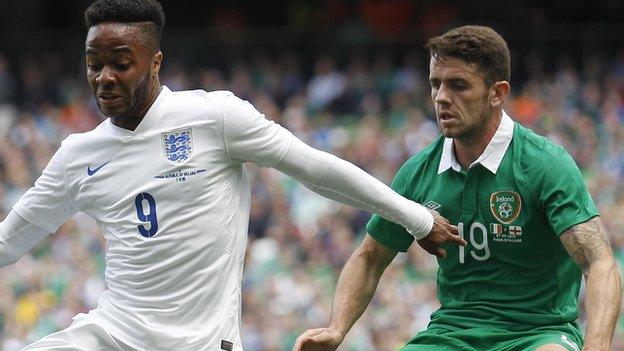 England's Raheem Sterling and Ireland's Robbie Brady