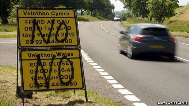 Some of the Velothon signs have been vandalised